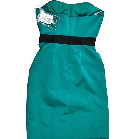 NWT Davids Bridal Womens Jade Black Flower Dress Satin Formal Wedding Size 2 - Picture 4 of 6